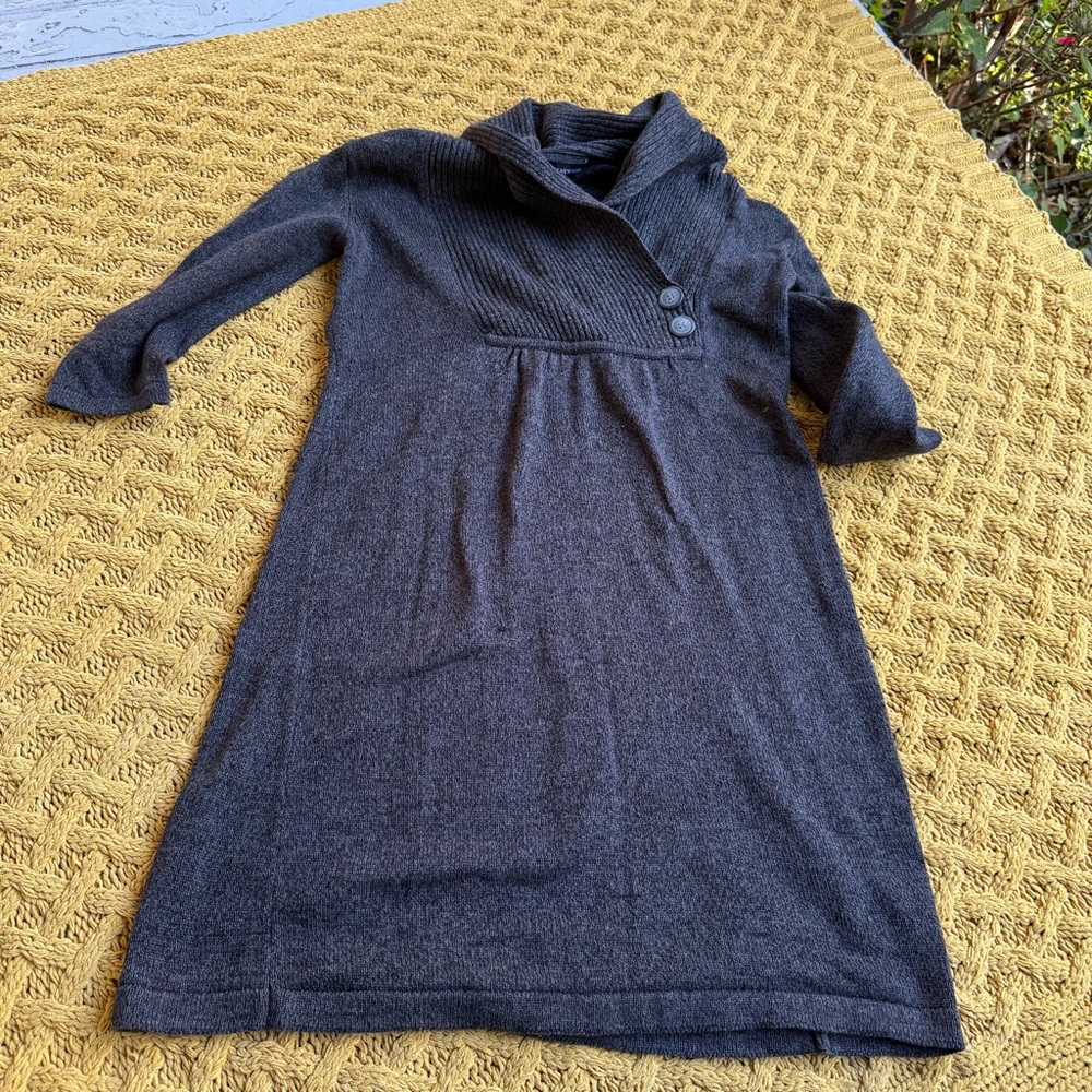 Jones‎ New York SWEATER DRESS COWL NECK Size M Black Midi Knit Career Business